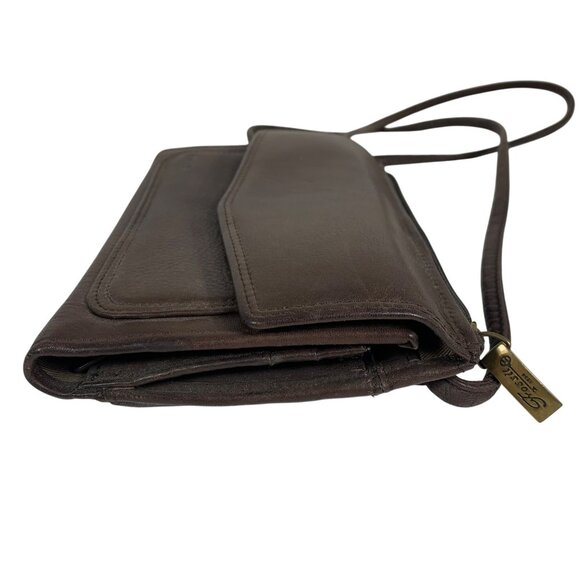 Vintage FOSSIL Brown Leather Crossbody Wallet Organizer Travel Bag 90s - Picture 8 of 15